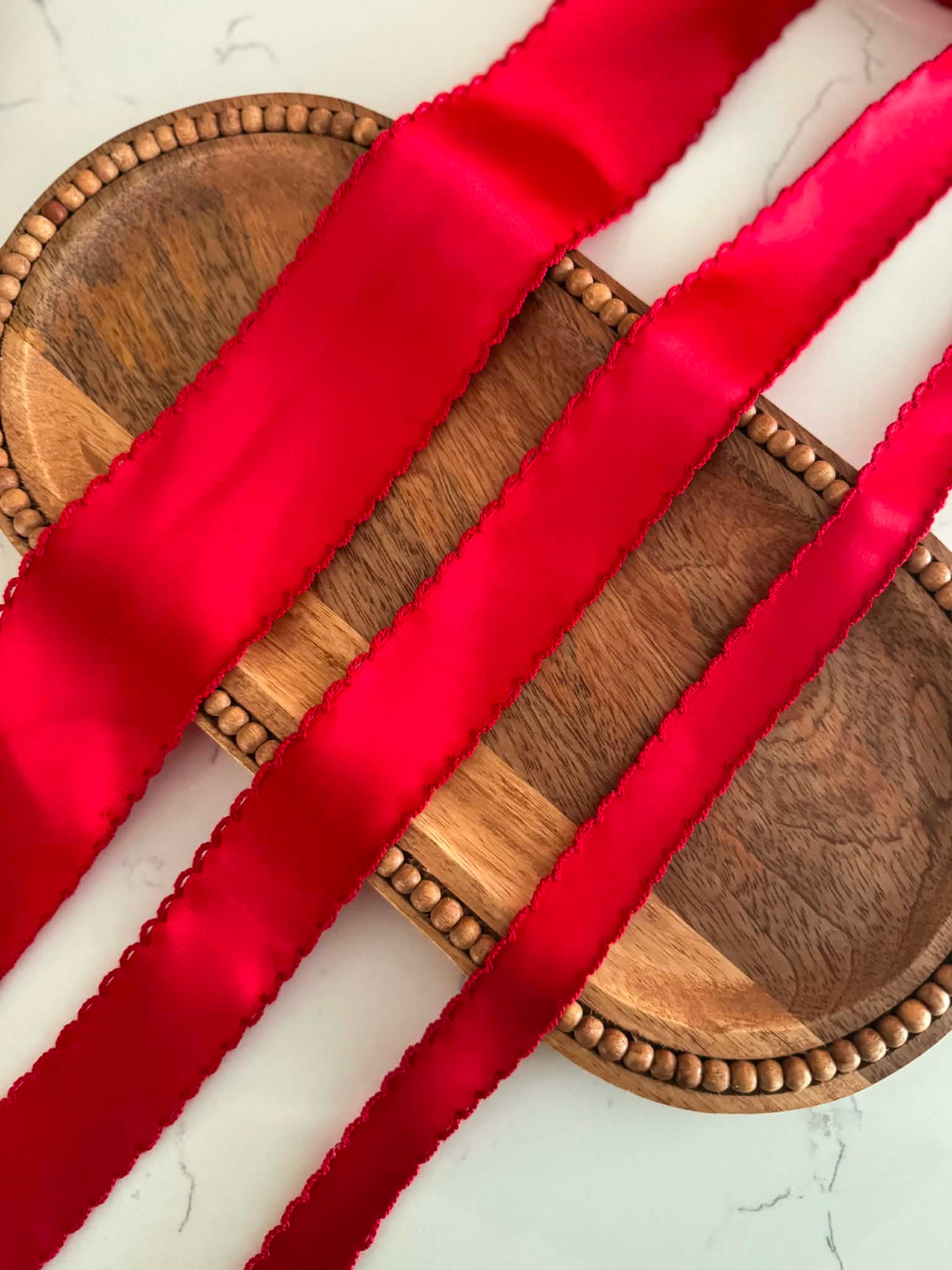 Red/Red SATIN Moonstitch - 2.5"