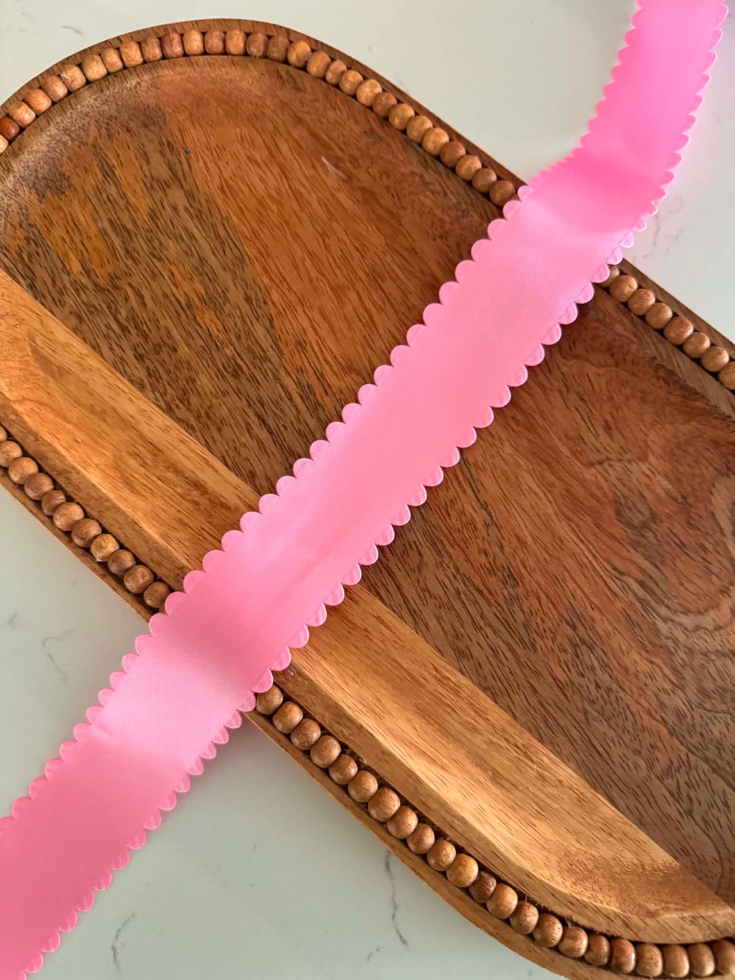 Geranium Pink SATIN Scallop Wavy Edge - 1.5"