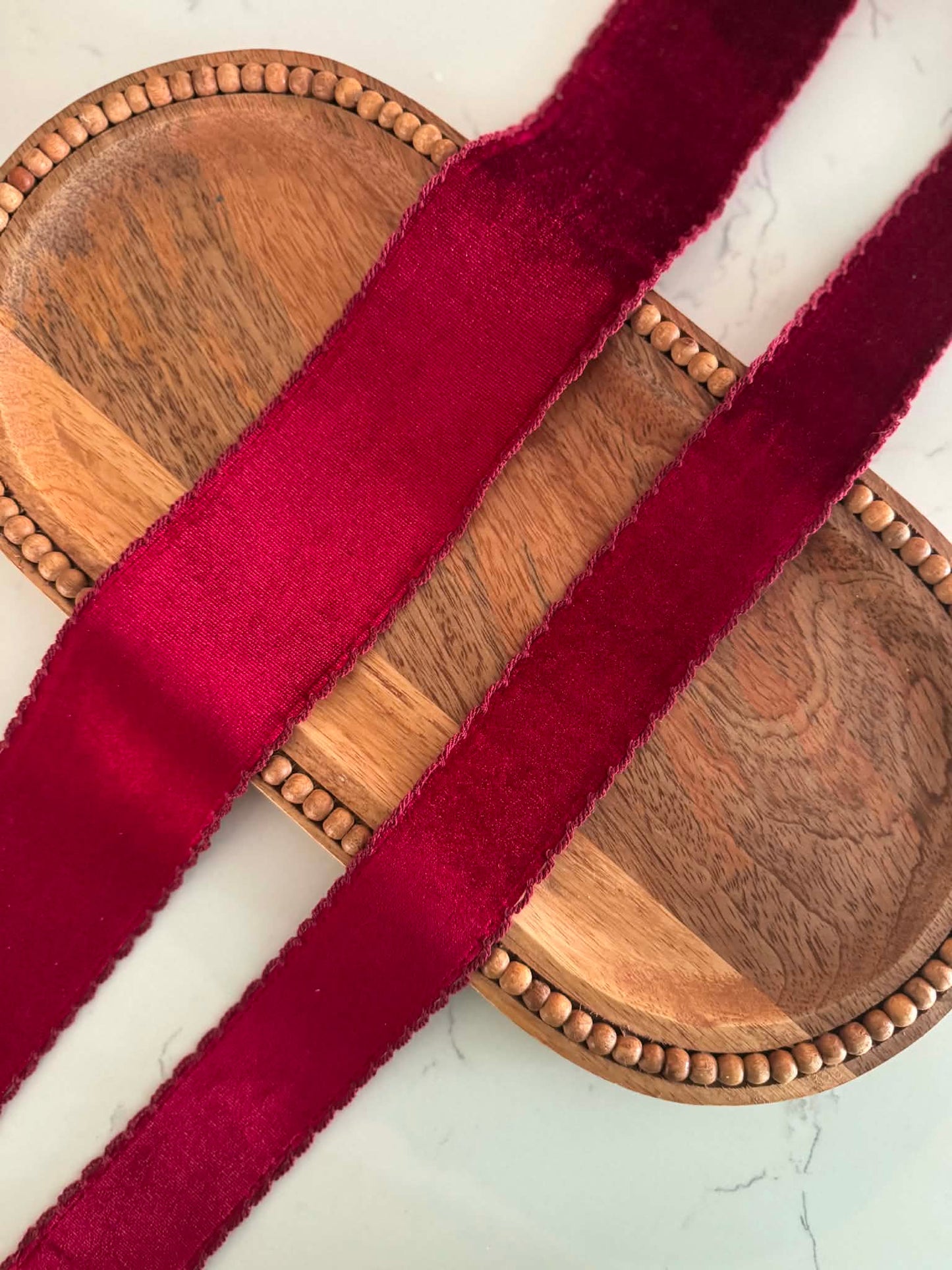 Red/Red VELVET Moonstitch - 2.5"