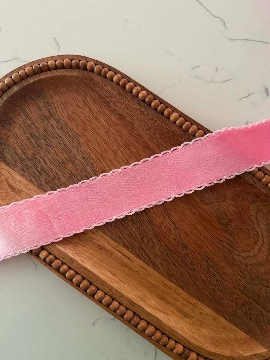 Pink/Pink VELVET Moonstitch - 1.5"