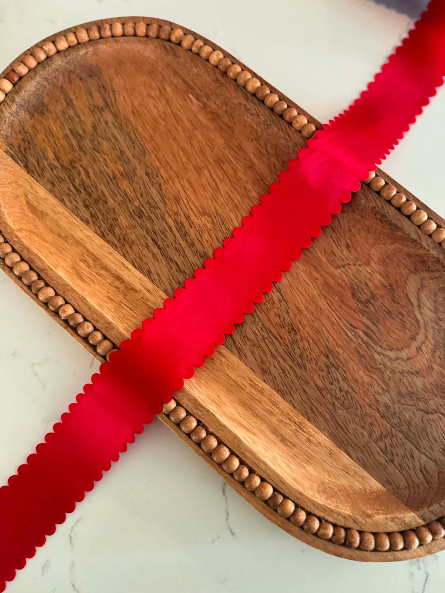 Red SATIN Scallop Wavy Edge - 1.5"